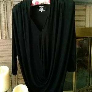 J. Lo Black Draped Neck Top NWOT